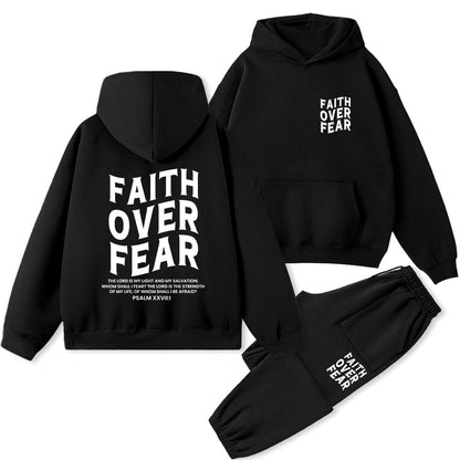 Faith Over Fear Christian Premium Fleece Hoodie Set
