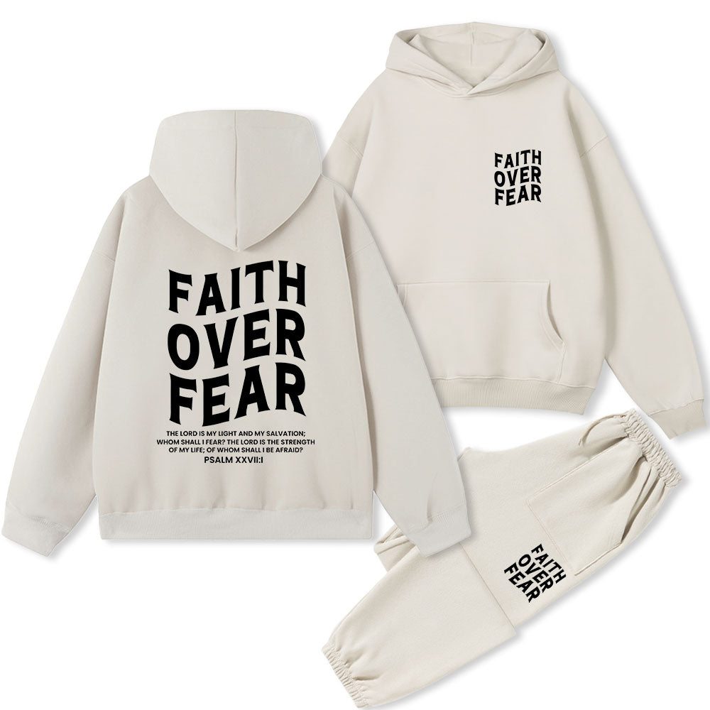 Faith Over Fear Christian Premium Fleece Hoodie Set