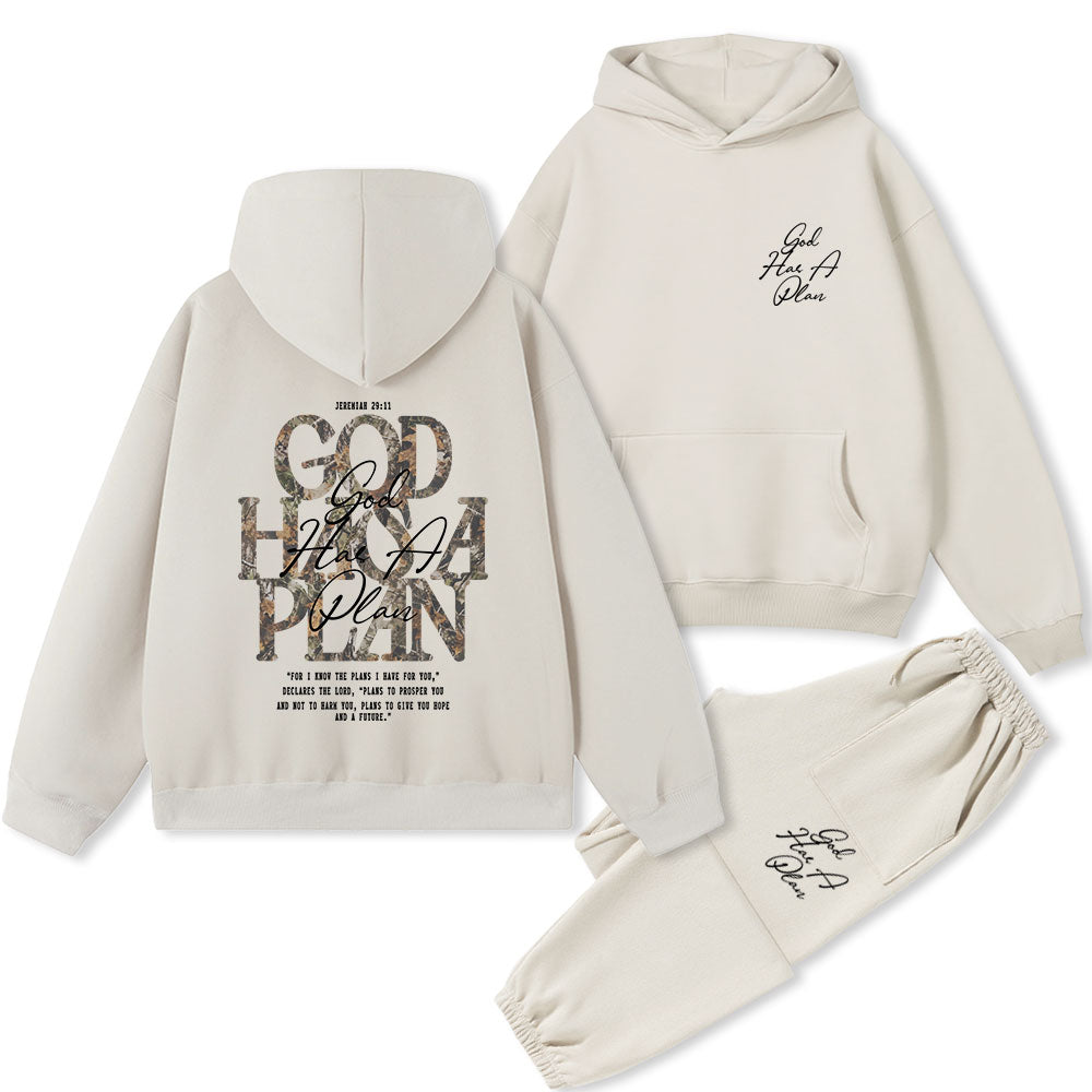 God Has A Plan Christian Premium Fleece Hoodie Set