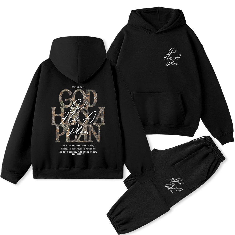 God Has A Plan Christian Premium Fleece Hoodie Set