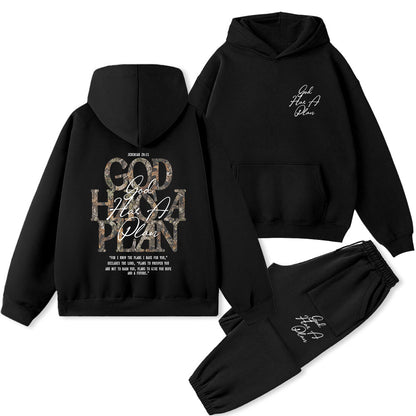 God Has A Plan Christian Premium Fleece Hoodie Set
