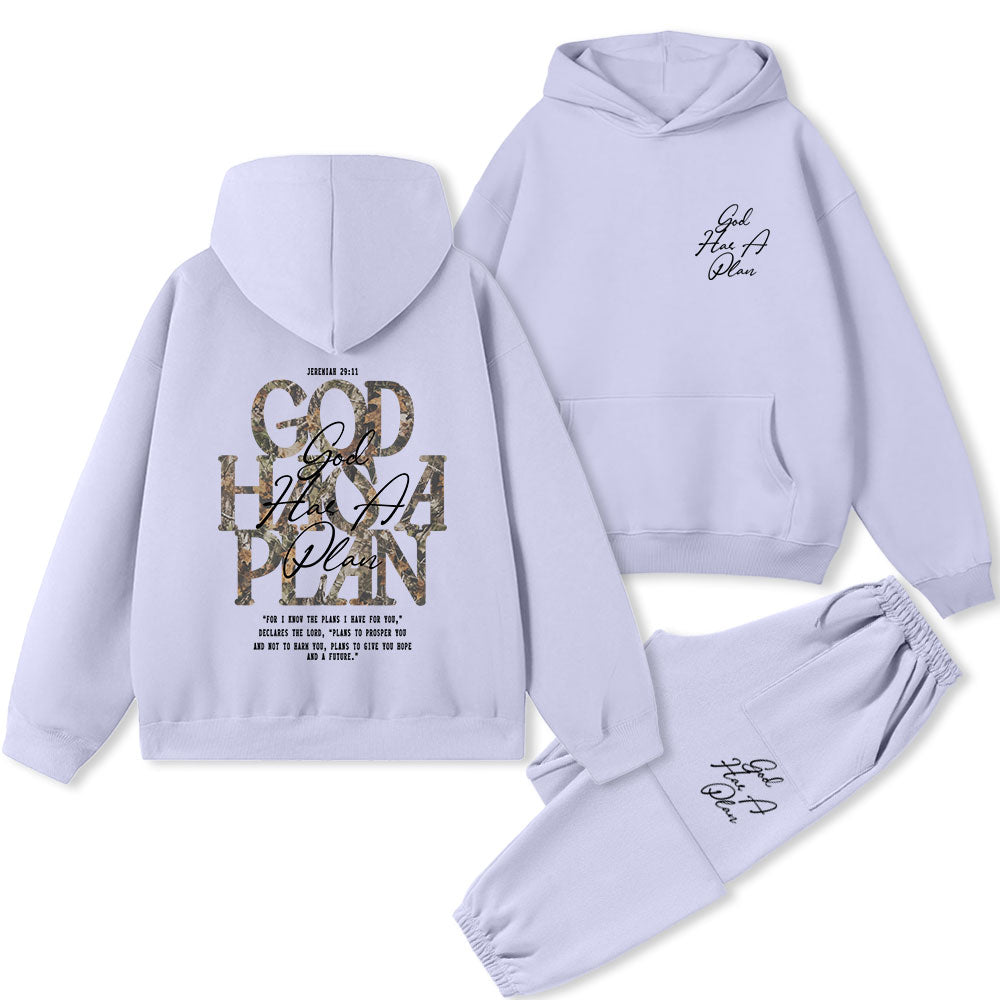 God Has A Plan Christian Premium Fleece Hoodie Set