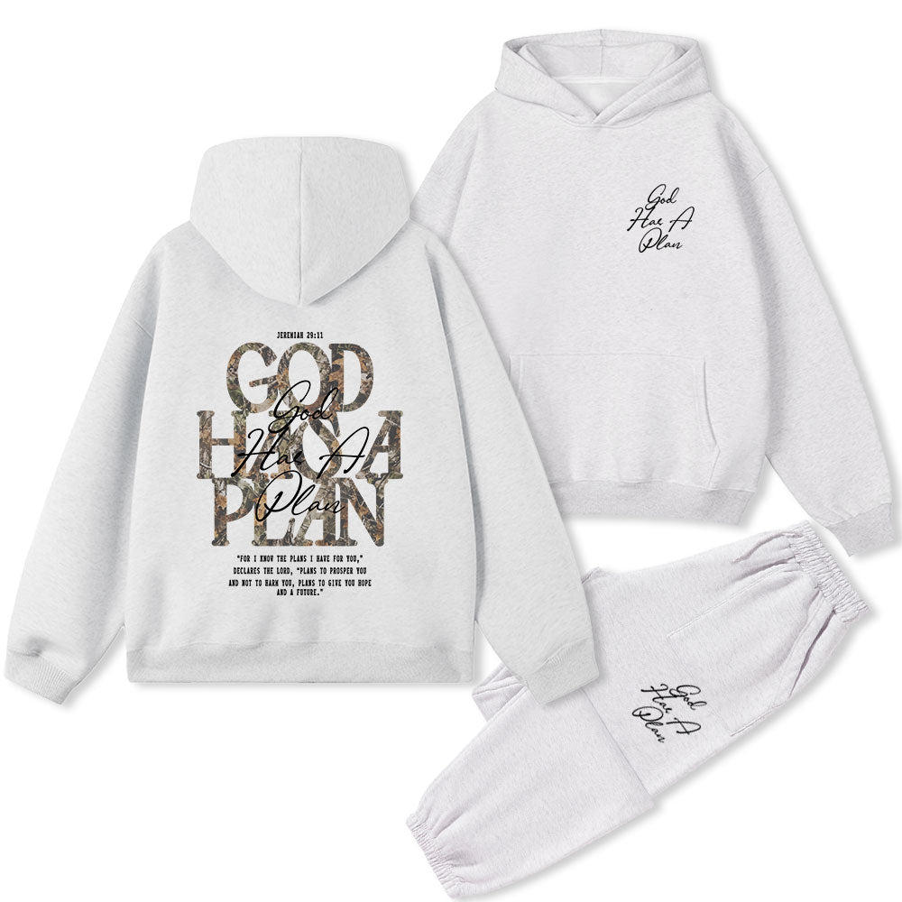 God Has A Plan Christian Premium Fleece Hoodie Set