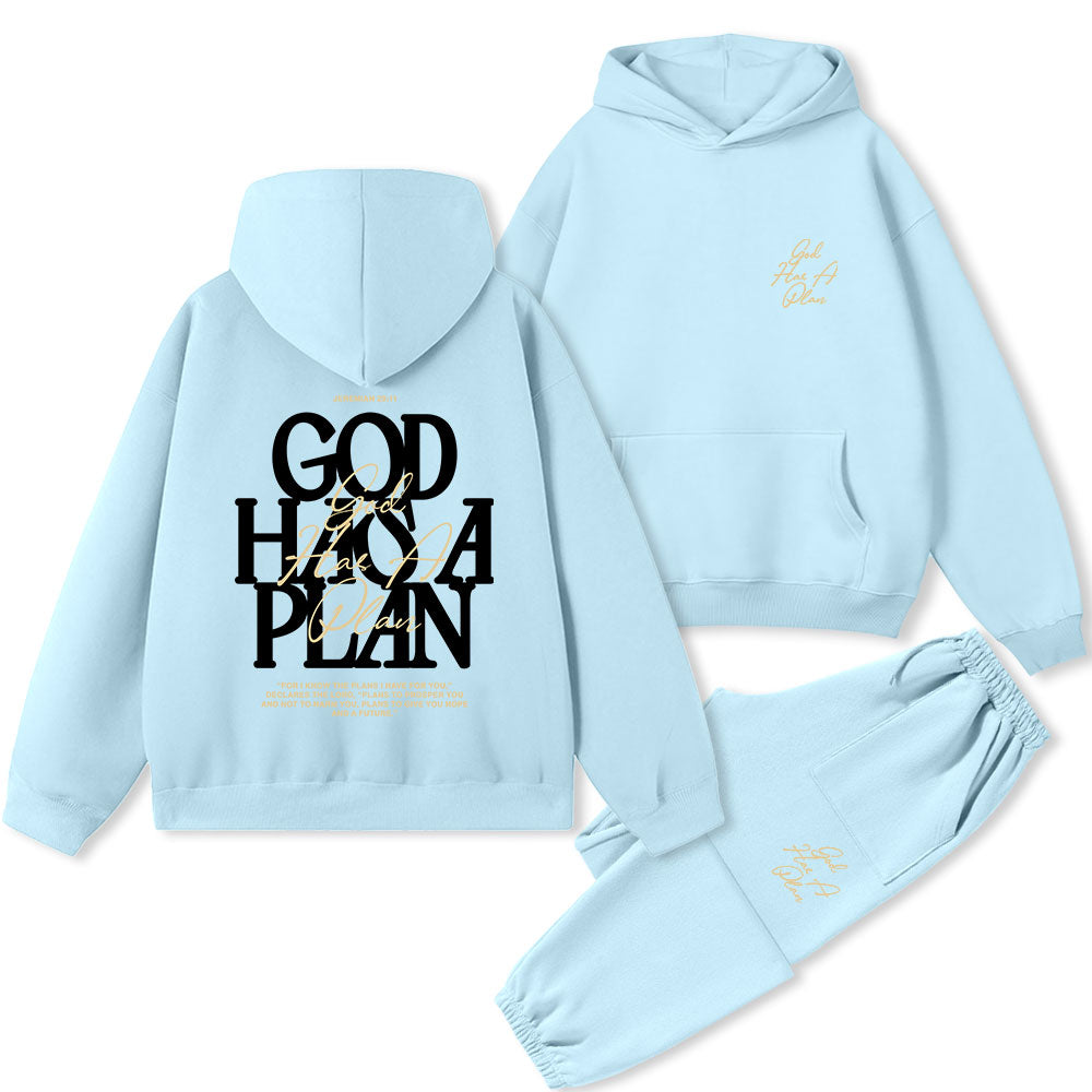 God Has A Plan Christian Premium Fleece Hoodie Set