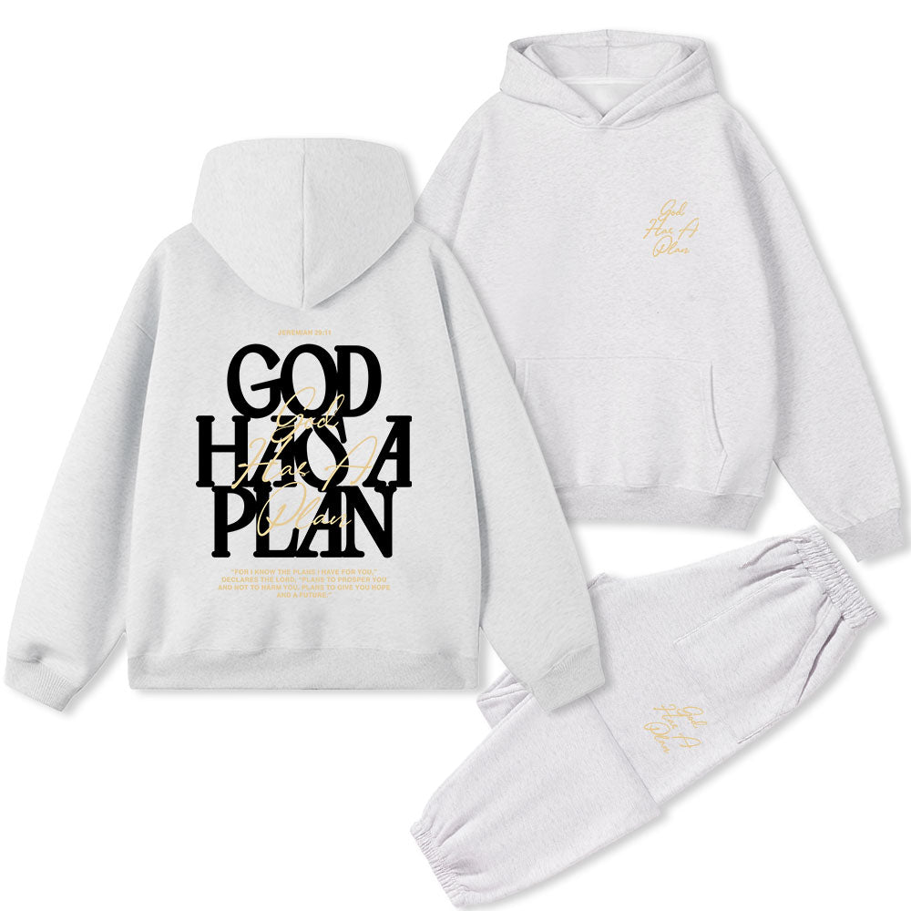 God Has A Plan Christian Premium Fleece Hoodie Set