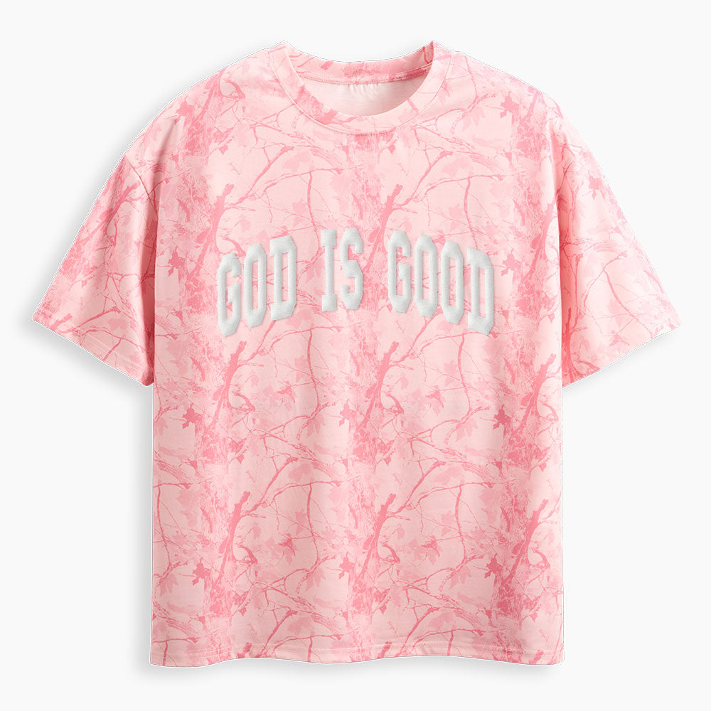 God Is Good Christian Puff Printed Camo T-Shirt