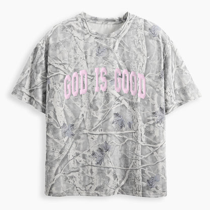God Is Good Christian Puff Printed Camo T-Shirt