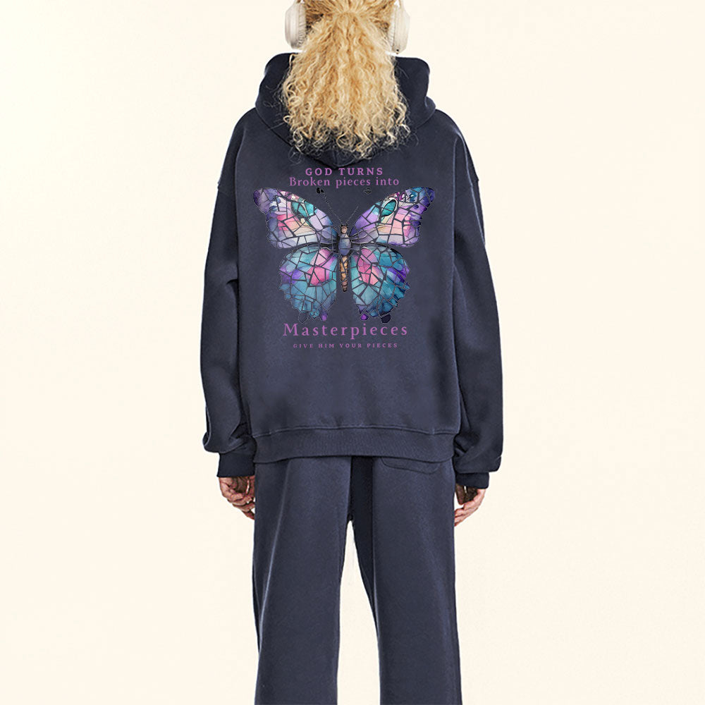 God Turns Broken Pieces Into Masterpieces Christian Fleece Hoodie Set