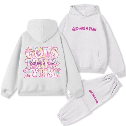 God's Plan Is Better Than Mine Christian Premium Fleece Hoodie Set