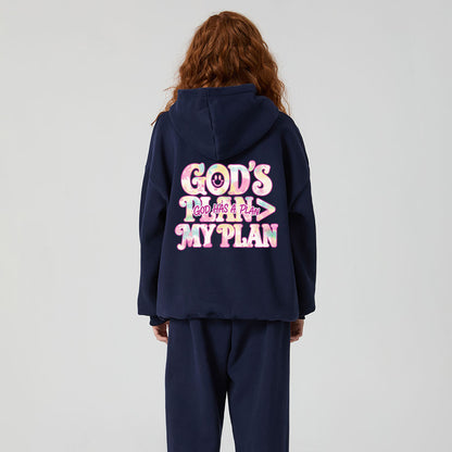 God's Plan Is Better Than Mine Christian Premium Fleece Hoodie Set