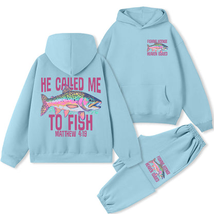 He Called Me To Fish Christian Fleece Hoodie Set