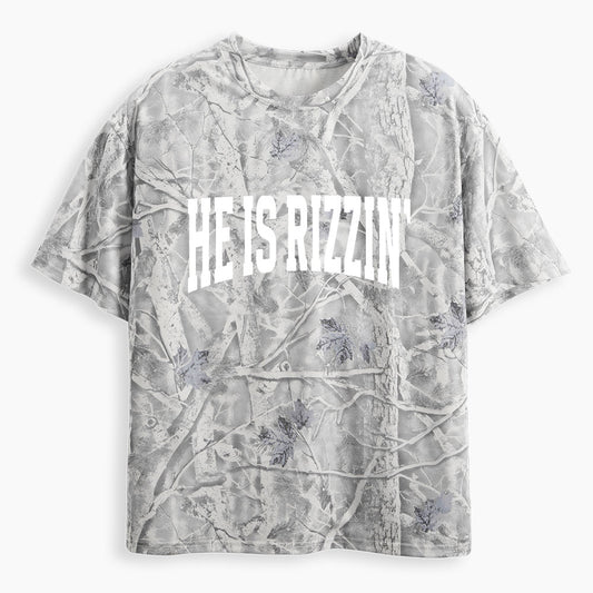 He Is Rizzin' Christian Camo T-Shirt