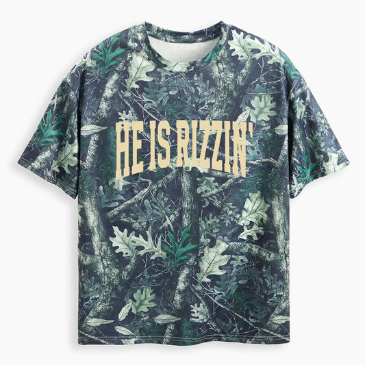 He Is Rizzin' Christian Camo T-Shirt