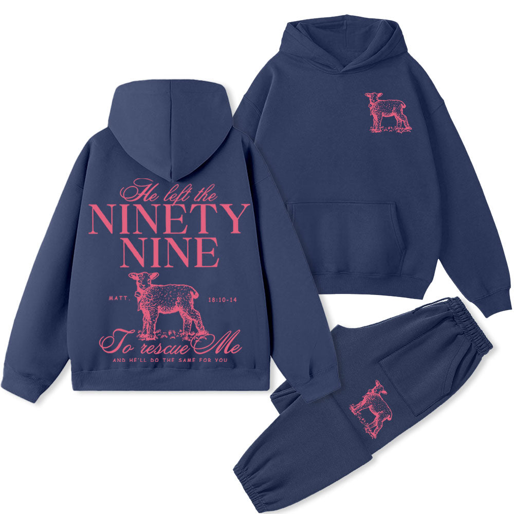 He Left The 99 To Rescue Me Premium Christian Fleece Hoodie Set
