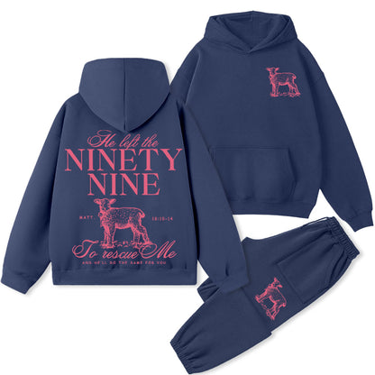 He Left The 99 To Rescue Me Premium Christian Fleece Hoodie Set