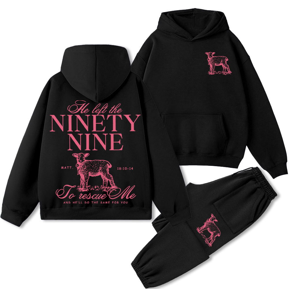 He Left The 99 To Rescue Me Premium Christian Fleece Hoodie Set