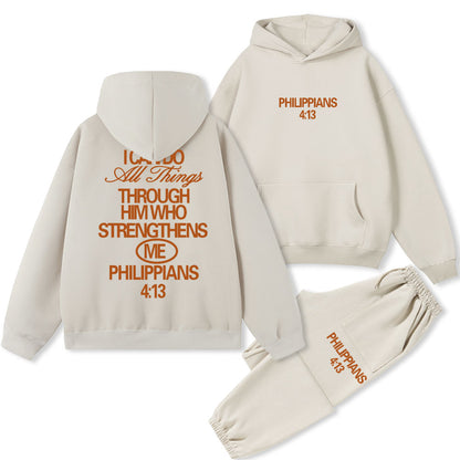 I Can Do All Things Through God Christian Fleece Hoodie Set