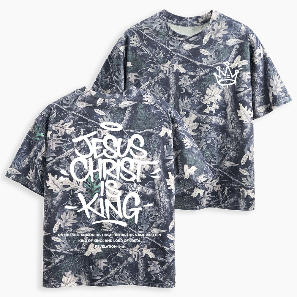 Jesus Christ Is King Christian Camo T-Shirt