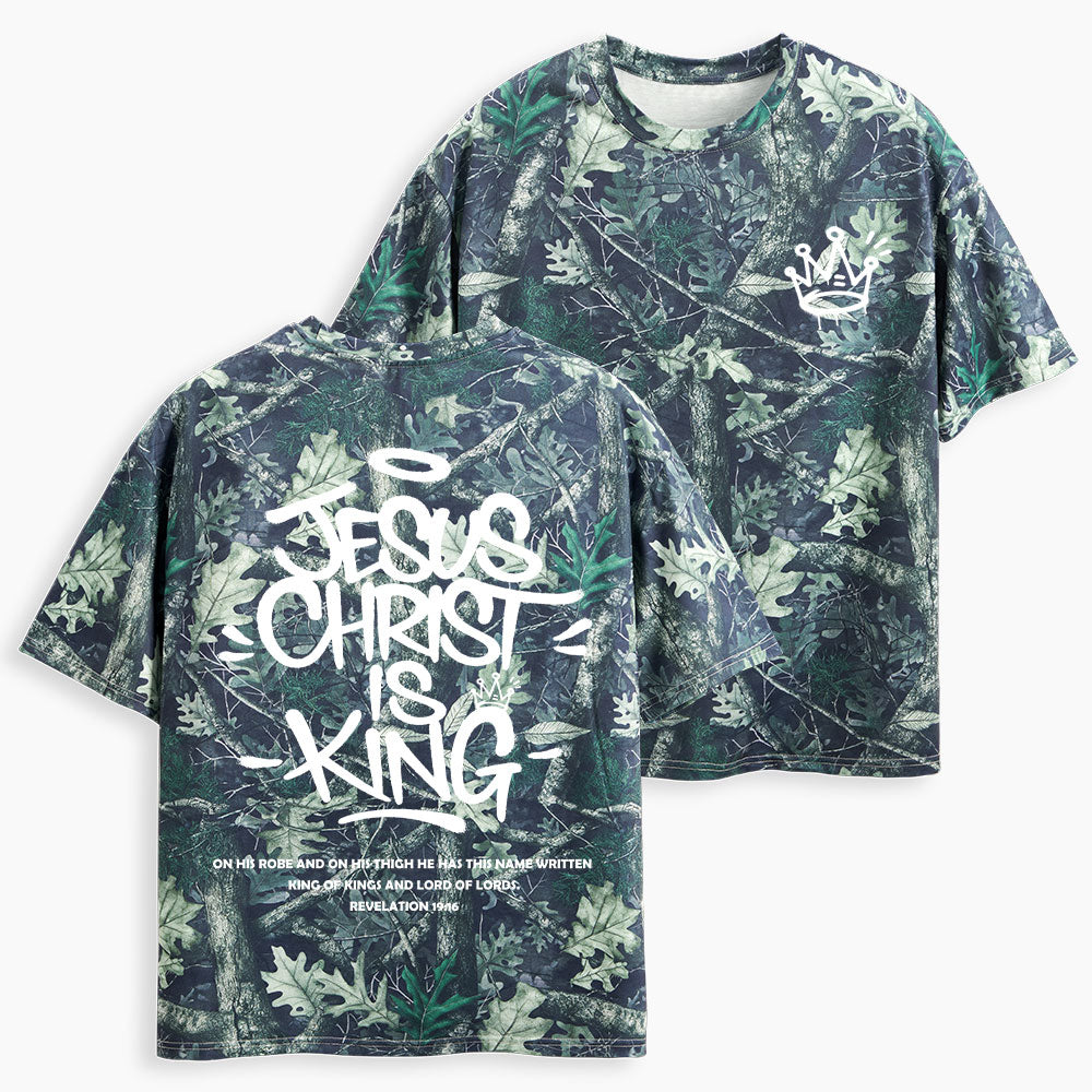 Jesus Christ Is King Christian Camo T-Shirt