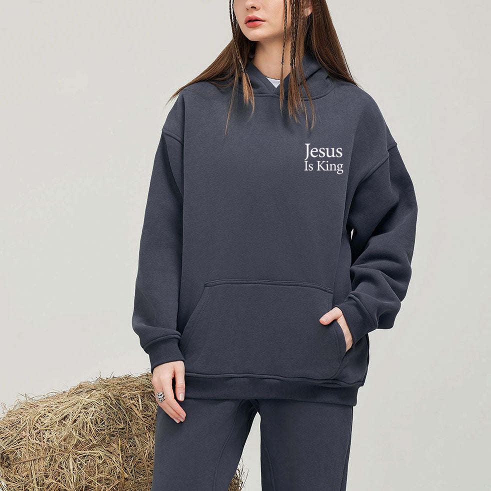 Jesus Is King Christian Fleece Hoodie Set
