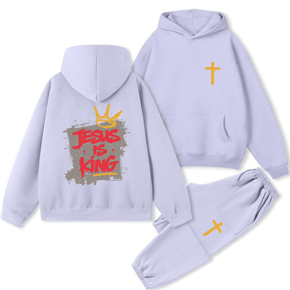 Jesus Is King Christian Premium Fleece Hoodie Set