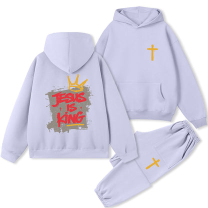 Jesus Is King Christian Premium Fleece Hoodie Set