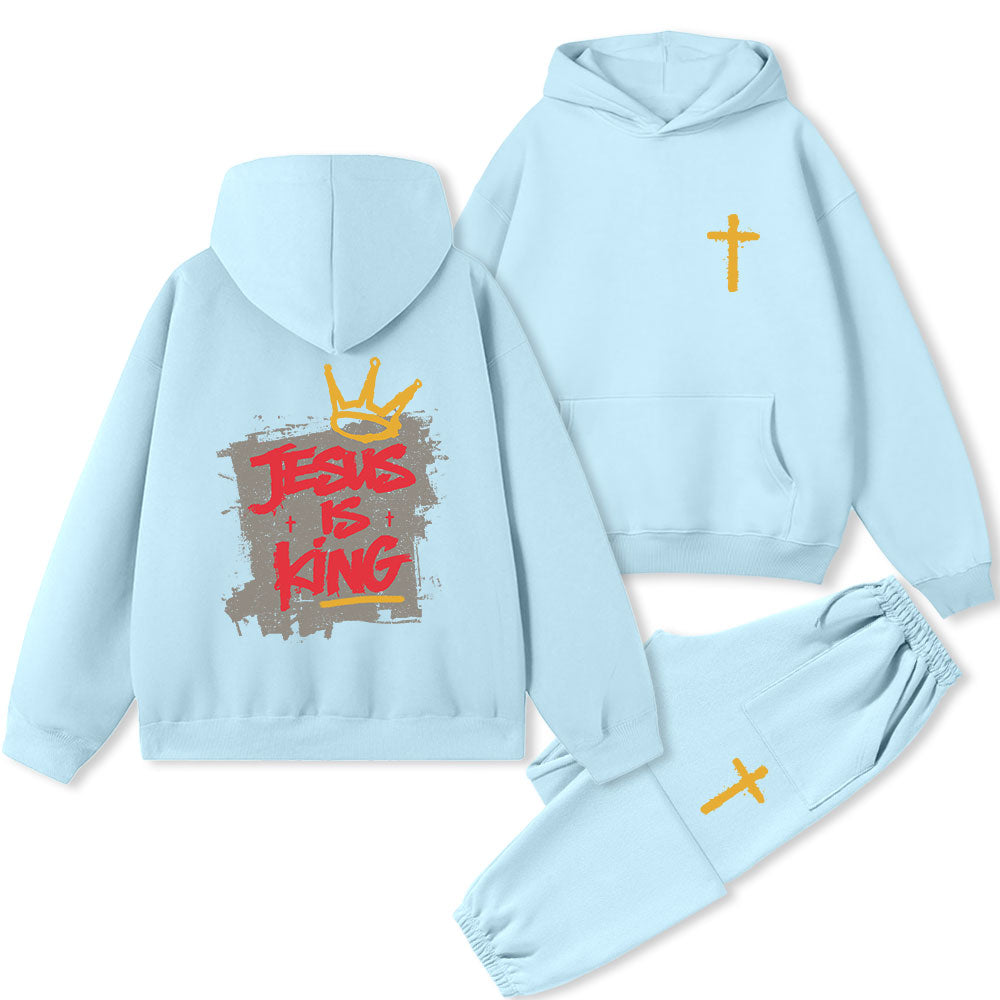 Jesus Is King Christian Premium Fleece Hoodie Set