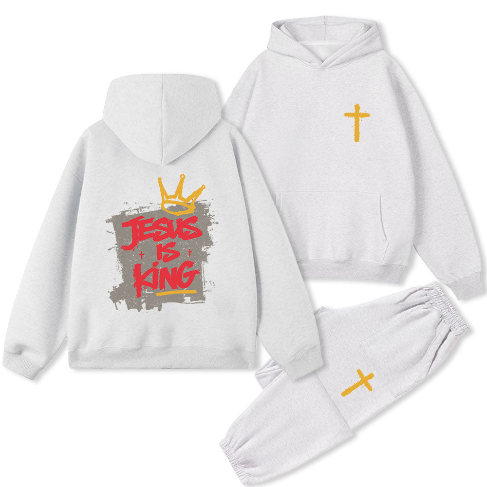 Jesus Is King Christian Premium Fleece Hoodie Set