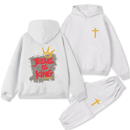 Jesus Is King Christian Premium Fleece Hoodie Set