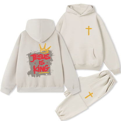 Jesus Is King Christian Premium Fleece Hoodie Set