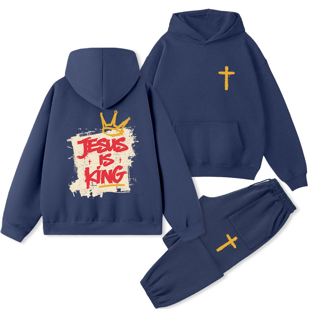 Jesus Is King Christian Premium Fleece Hoodie Set