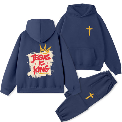 Jesus Is King Christian Premium Fleece Hoodie Set