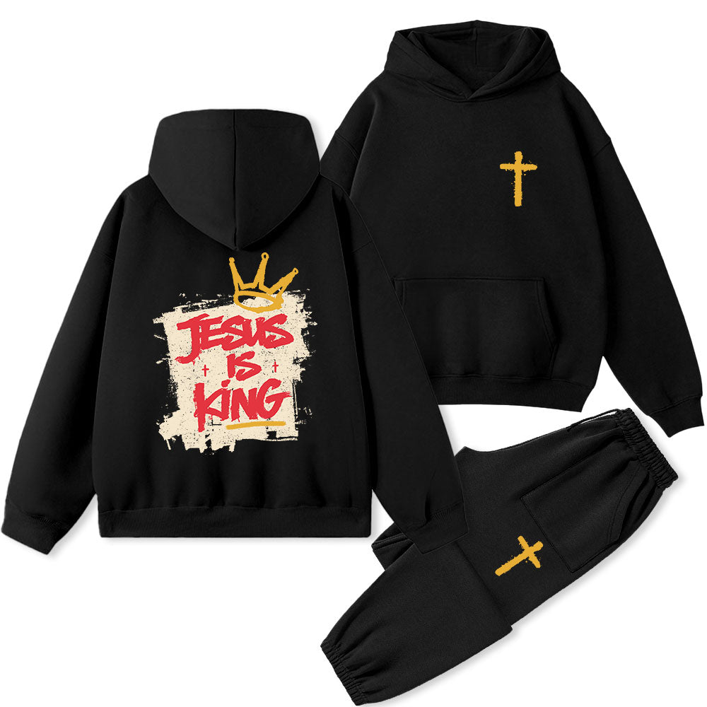 Jesus Is King Christian Premium Fleece Hoodie Set