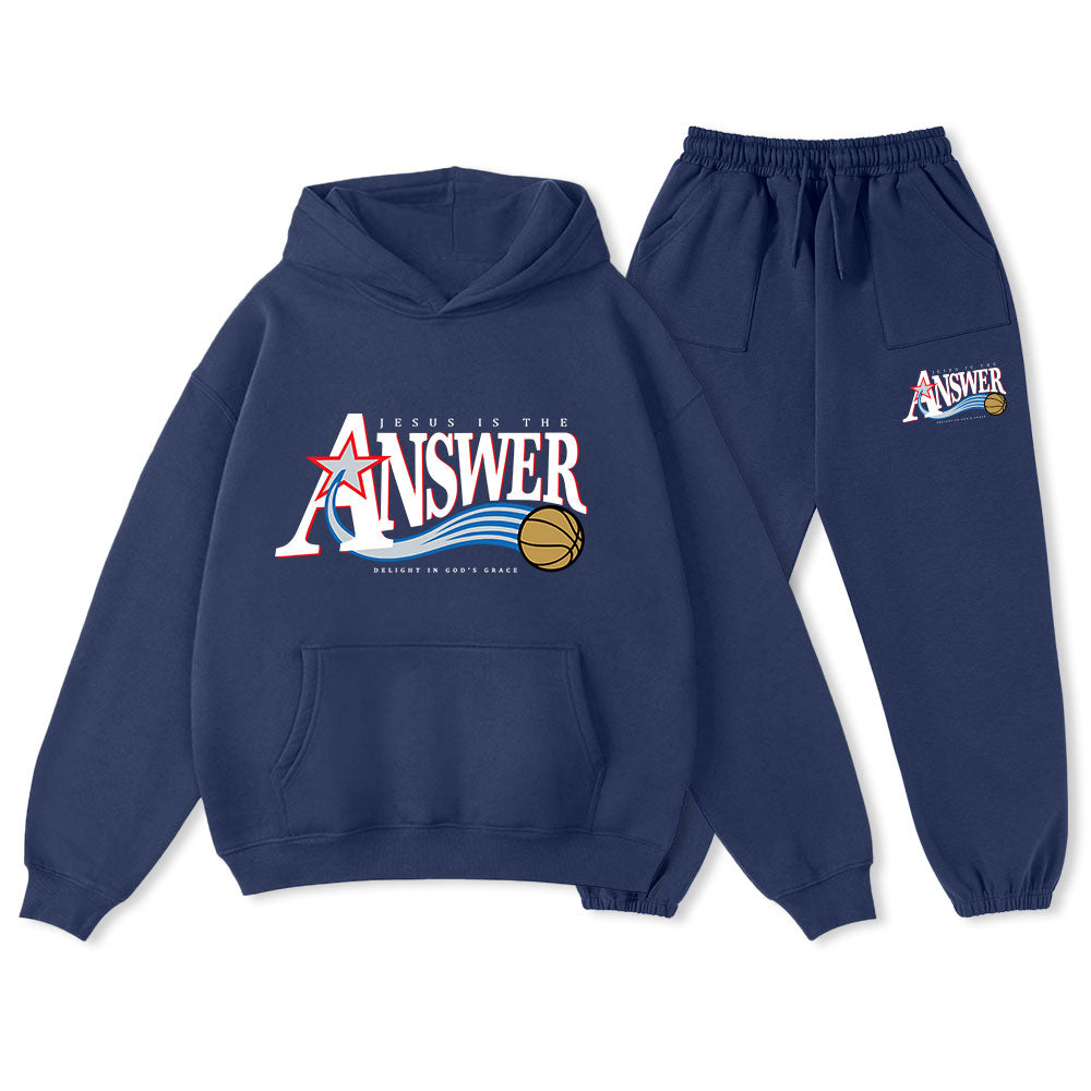 Jesus Is The Answer Christian Premium Fleece Hoodie Set