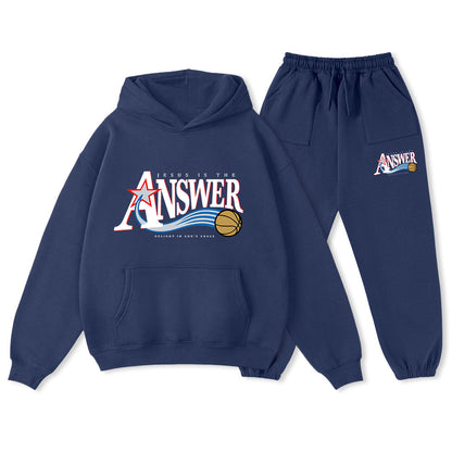 Jesus Is The Answer Christian Premium Fleece Hoodie Set