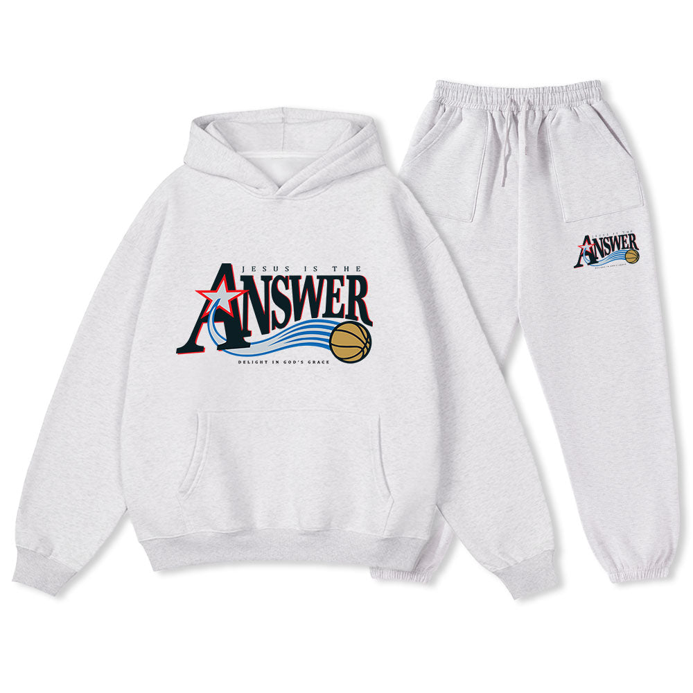 Jesus Is The Answer Christian Premium Fleece Hoodie Set