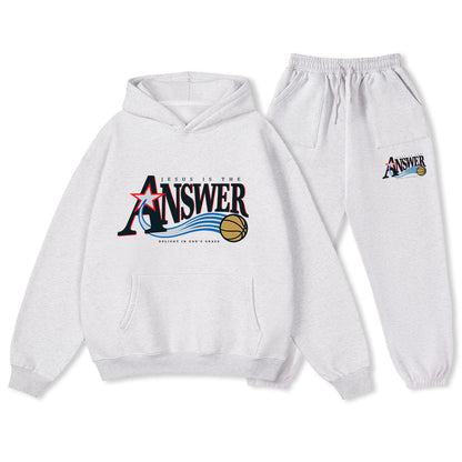 Jesus Is The Answer Christian Premium Fleece Hoodie Set