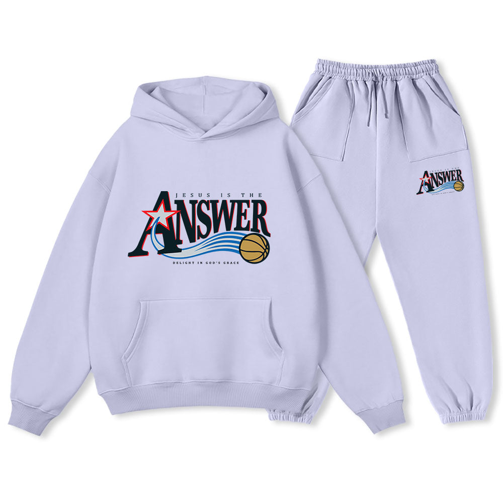 Jesus Is The Answer Christian Premium Fleece Hoodie Set