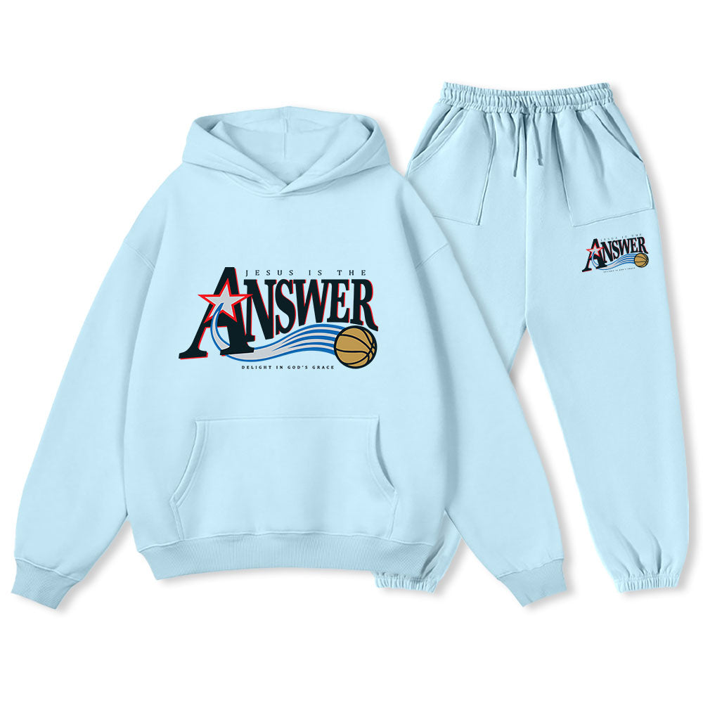 Jesus Is The Answer Christian Premium Fleece Hoodie Set