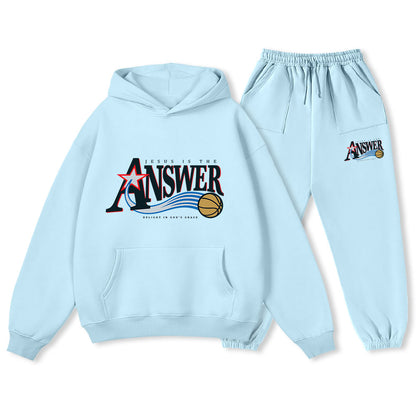 Jesus Is The Answer Christian Premium Fleece Hoodie Set