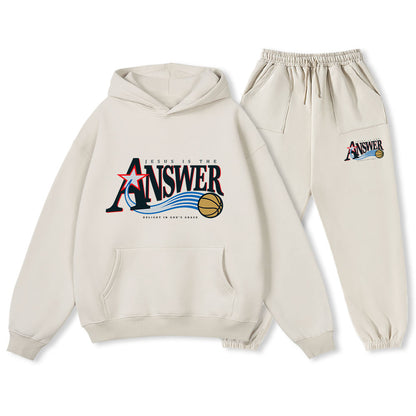 Jesus Is The Answer Christian Premium Fleece Hoodie Set
