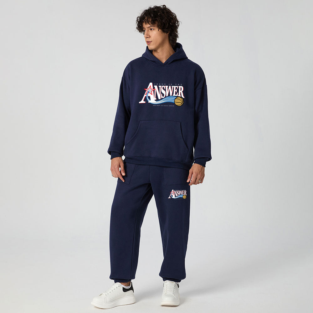 Jesus Is The Answer Christian Premium Fleece Hoodie Set