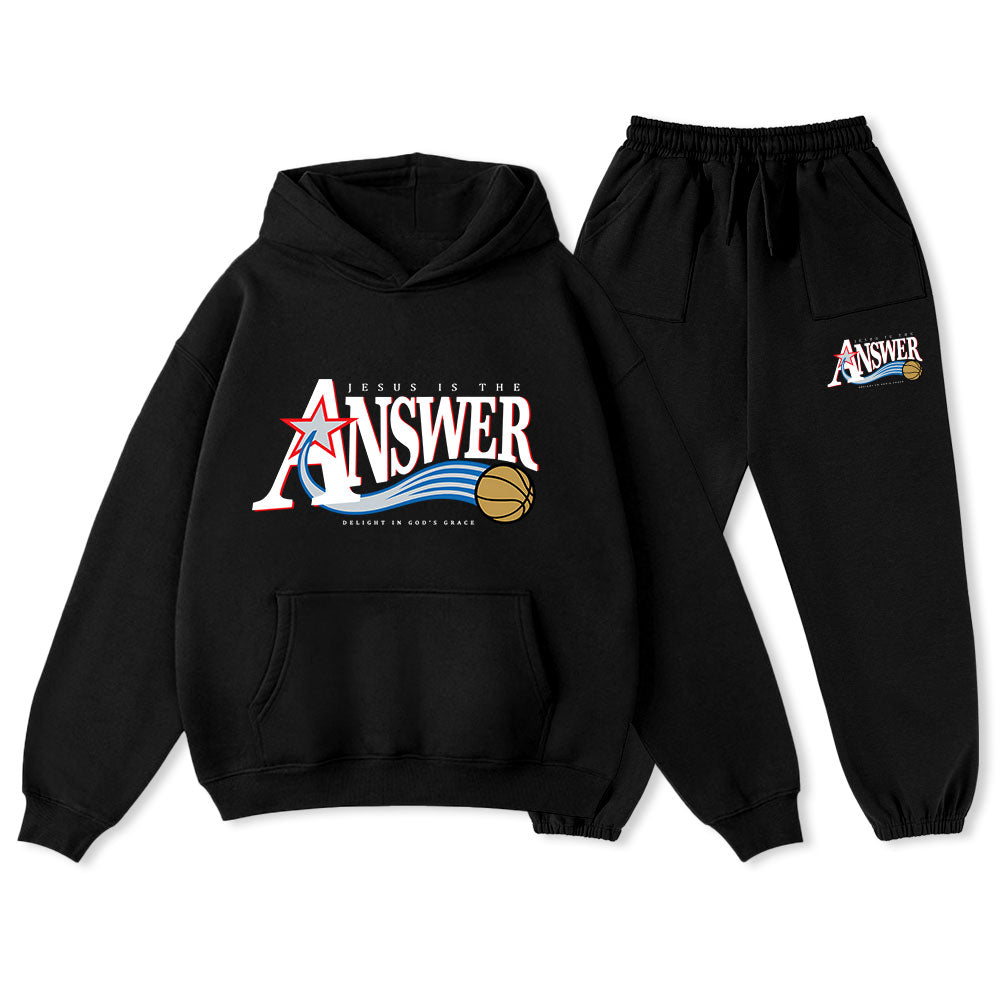 Jesus Is The Answer Christian Premium Fleece Hoodie Set