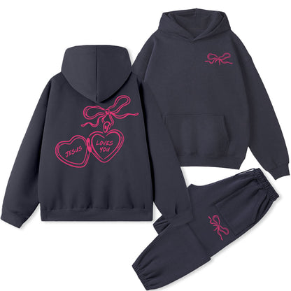 Jesus Love You Christian Fleece Hoodie Set