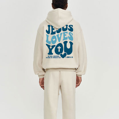 Jesus Loves You Christian Fleece Hoodie Set