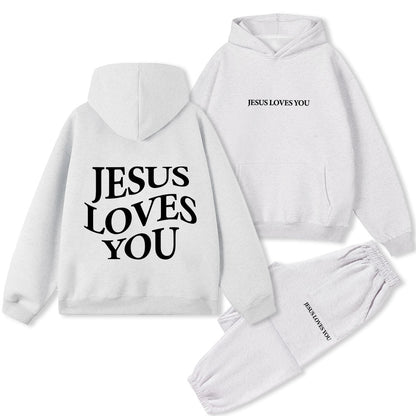 Jesus Loves You Christian Premium Fleece Hoodie Set
