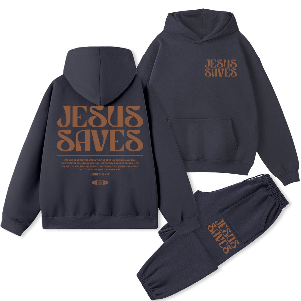 Jesus Saves Christian Premium Fleece Hoodie Set