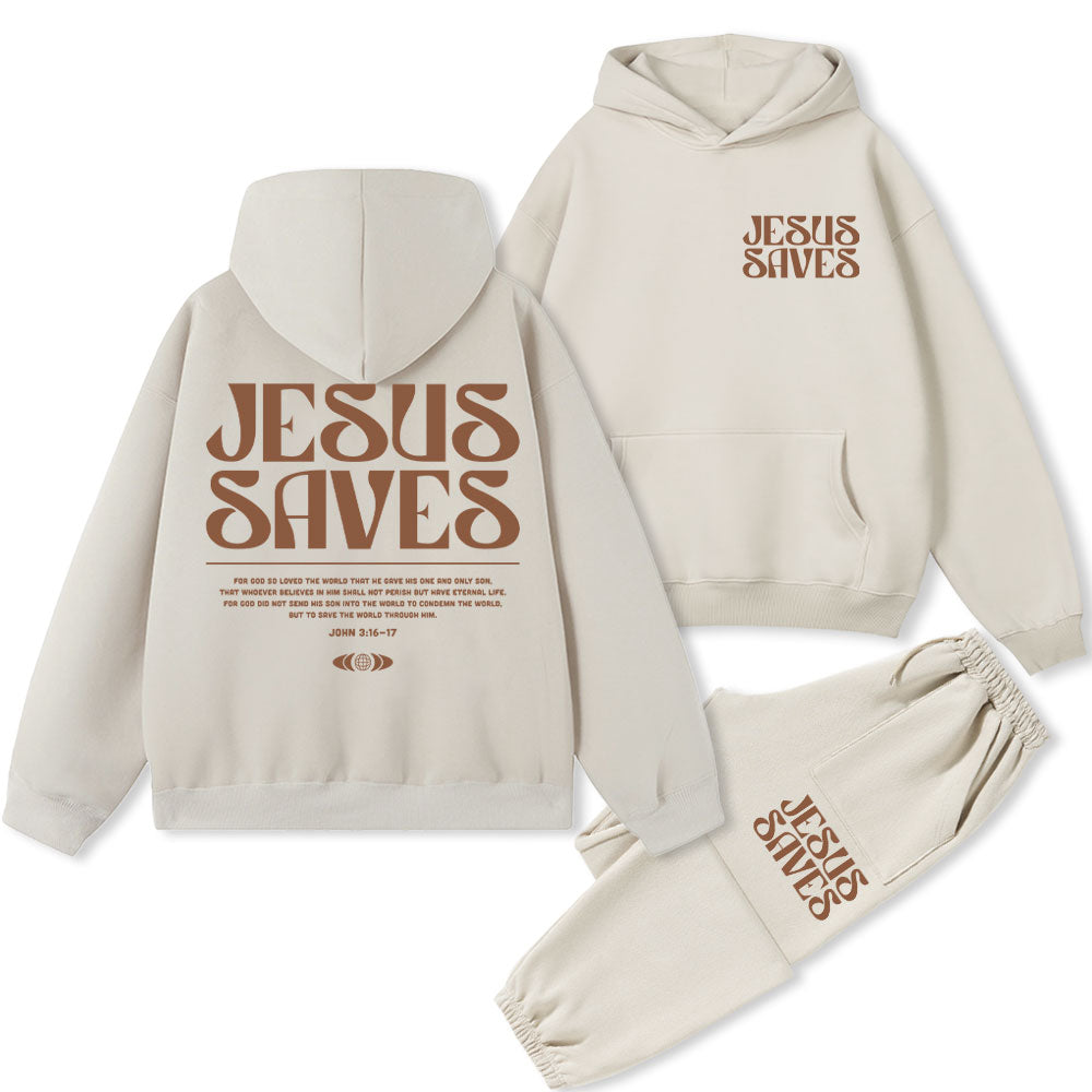 Jesus Saves Christian Premium Fleece Hoodie Set