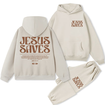 Jesus Saves Christian Premium Fleece Hoodie Set