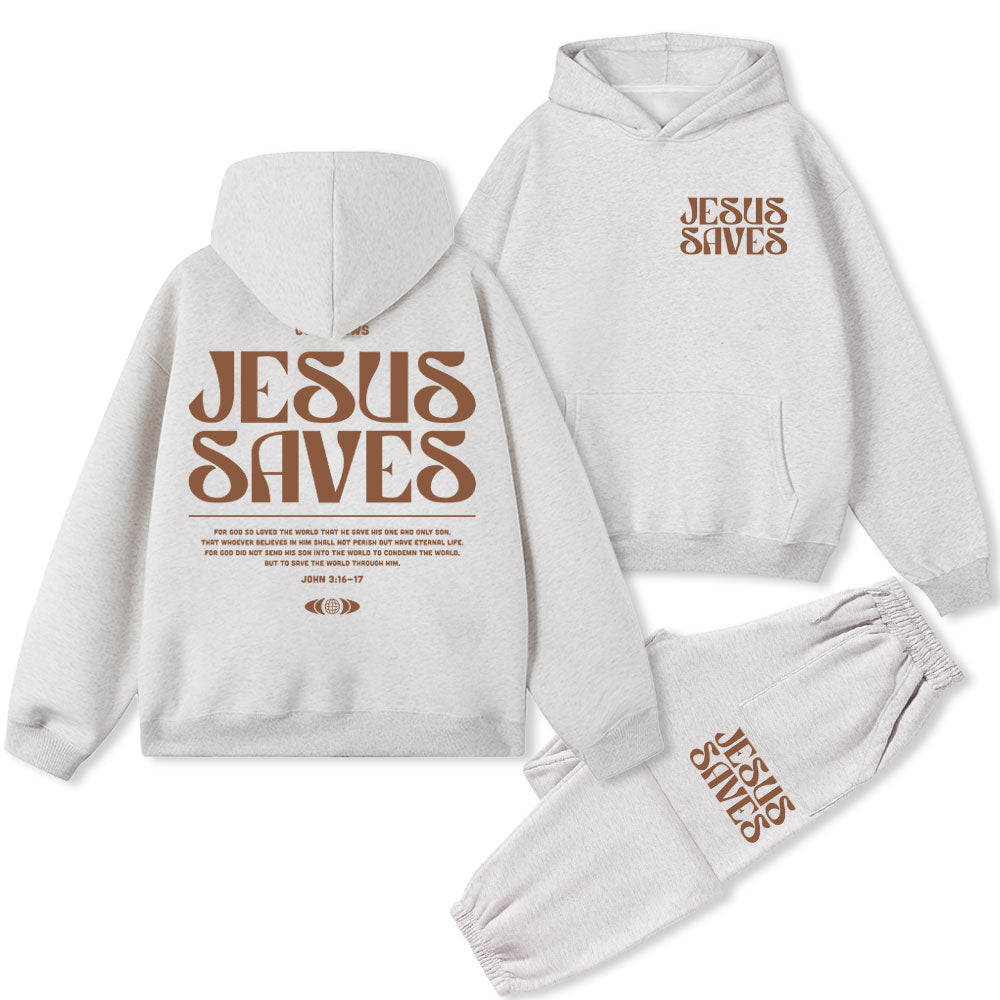 Jesus Saves Christian Premium Fleece Hoodie Set